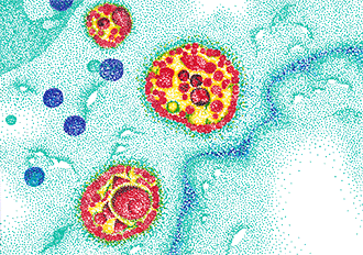 Coronavirus pointillisme feutre de couleurs CatMat 2023